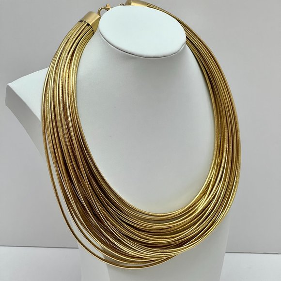 ❤️NEW❤️ 14K ITALIAN GOLD 36 Strands Necklace Oro Mesh Weave Silicone Wrapped - Picture 3 of 11